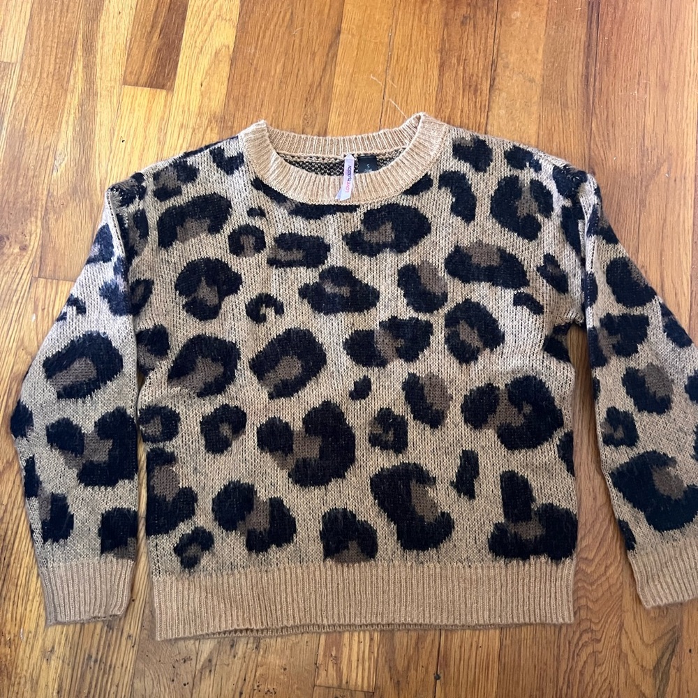 Love By Design Leopard Print Sweater - Black and Brown